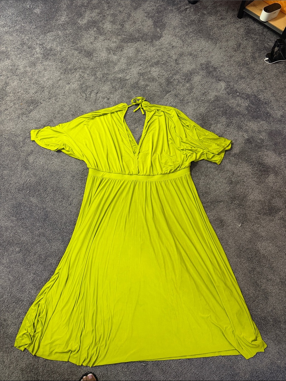 ASOS Lime Green V-Neck Maxi Dress